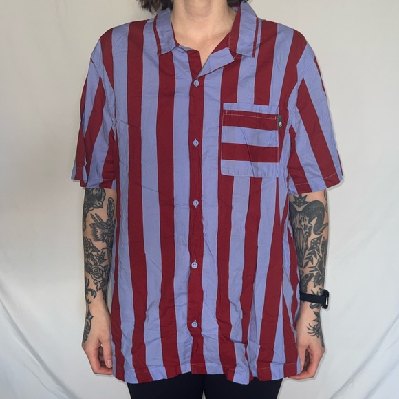 Urban Outfitters Other - Urban Outfitters XL Red Purple Striped Button Up Shirt